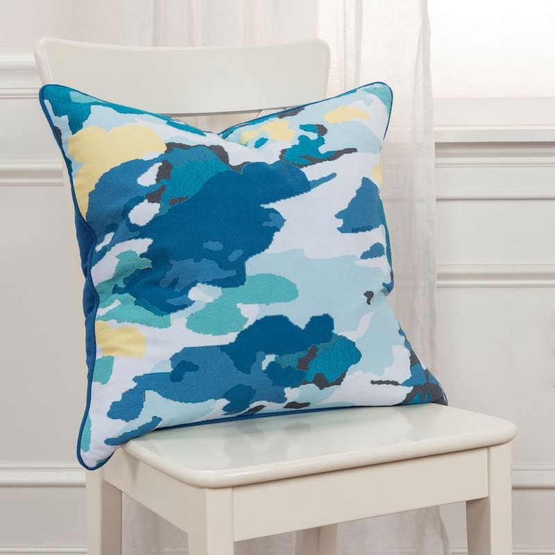 Connie Post Teal Impressionistic Throw Pillow