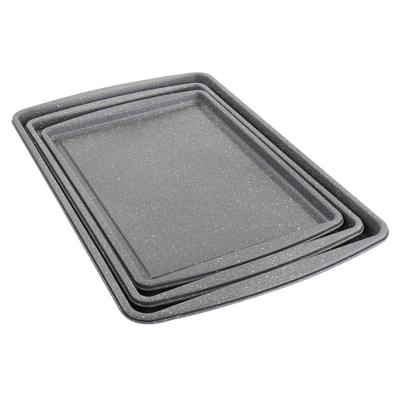Oster 3 Piece Carbon Steel Cookie Sheet in Greystone - Silver