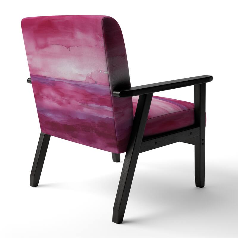 Designart "Coast Blue Sea Waves Watercolour" Upholstered Abstract Accent Chair - Modern Arm Chair For Bedroom