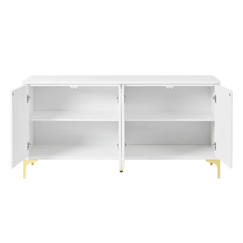 Modern 4-Door Buffet Cabinet Sideboard Cabinet with Adjustable Shelves, Push-Open Door Design, for Living Room and Kitchen