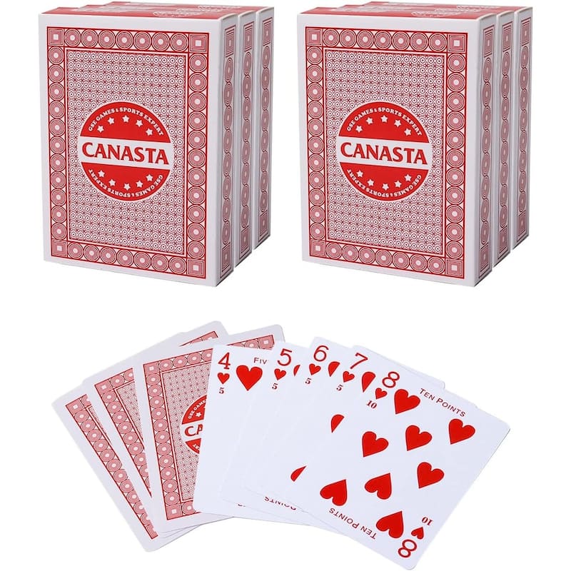 GSE™ 6-Deck Canasta Playing Cards with Point Values, Included Canasta and Hand & Foot Card Game Rules