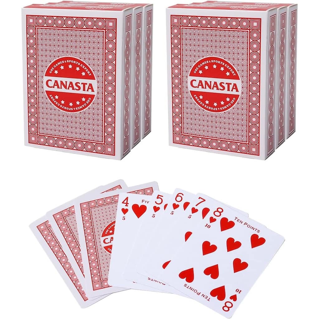 GSE™ 6-Deck Canasta Playing Cards with Point Values, Included Canasta and Hand & Foot Card Game Rules