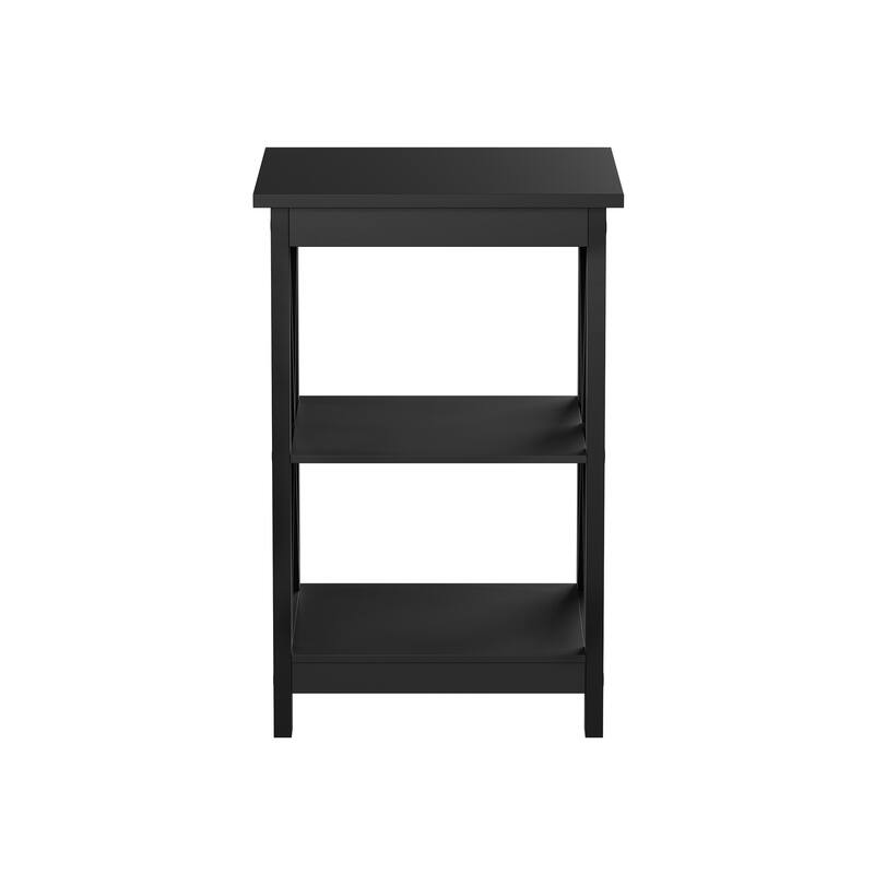 Hastings Home Wooden End Table with X-Design, Black
