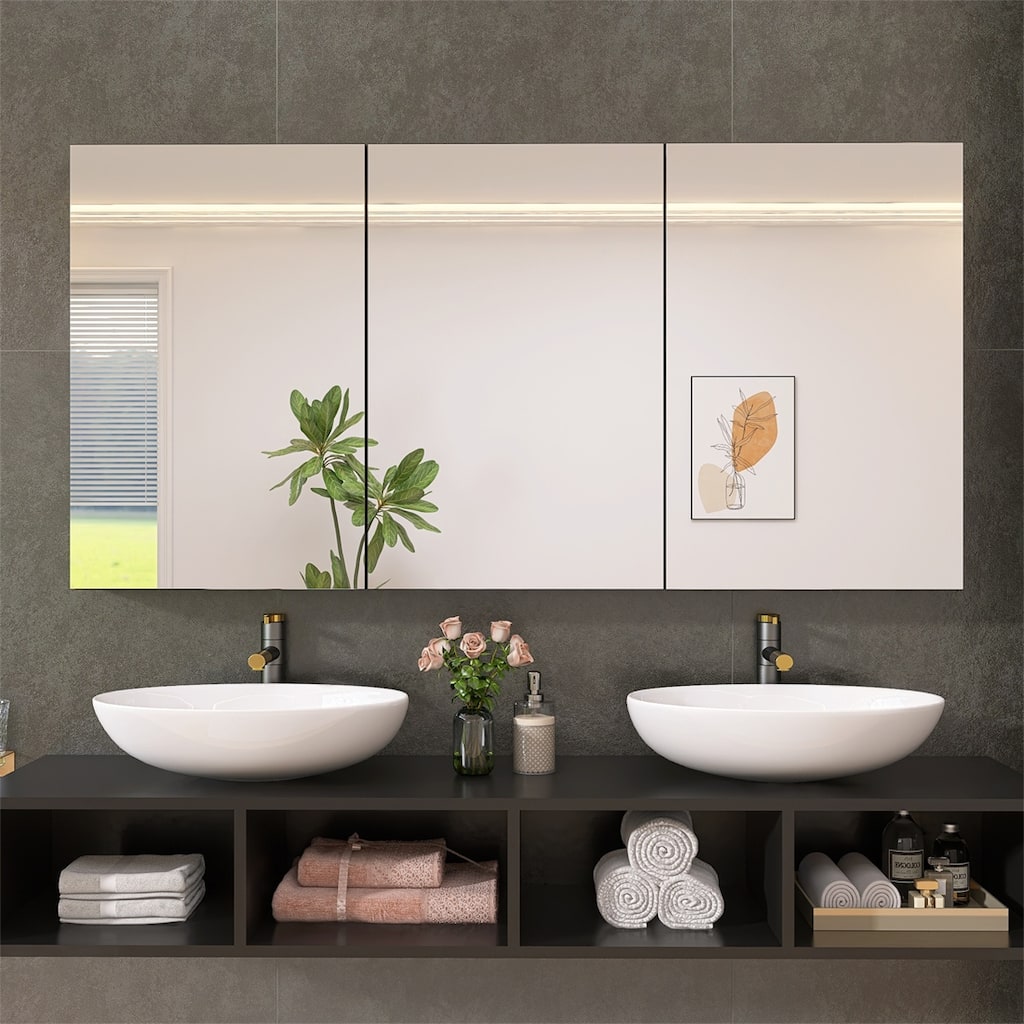 60" x 30" Wall-Mounted Medicine Cabinets with Mirror Recessed, Storage