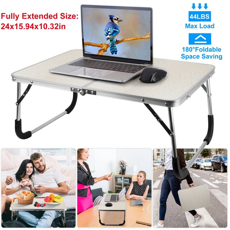 Adjustable Foldable Laptop Stand for Bed or Sofa Lightweight Desk with Rubber Handles