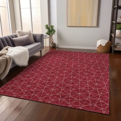 Machine Washable Indoor/ Outdoor Mosaic Geo Chantille Rug