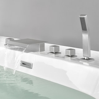 Waterfall Deck Mount Tub Faucet With Handheld Shower Brass Roman Bathtub Faucet Modern Tub Filler With Sprayer
