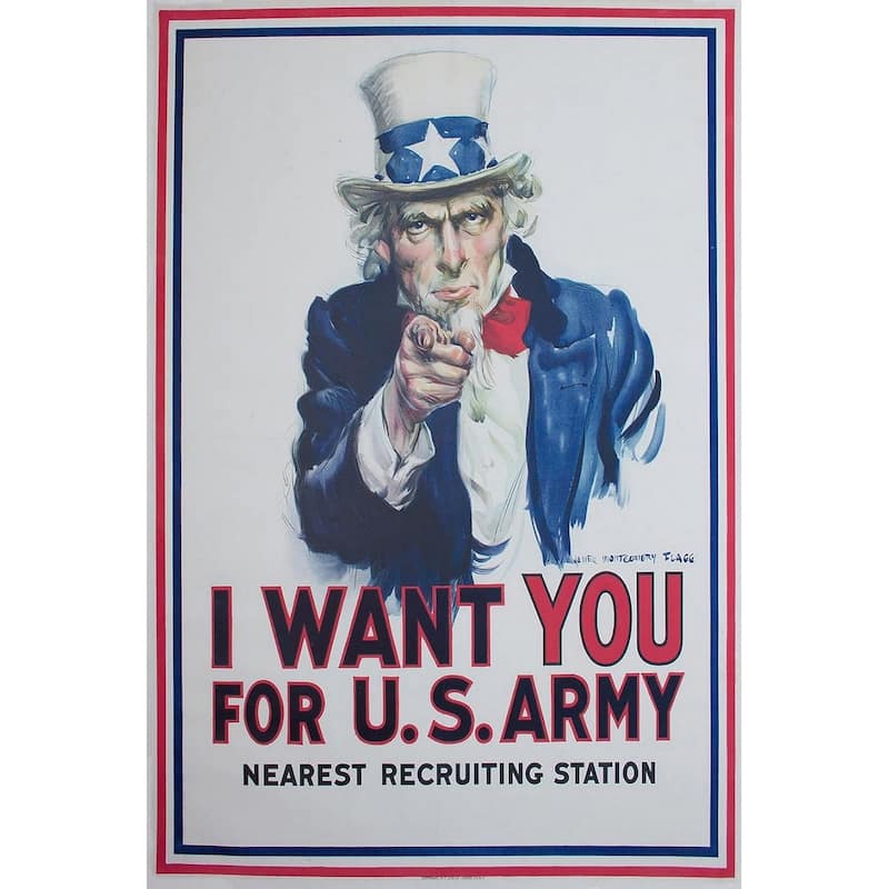 Uncle Sam U S Army Recruitment Art Poster - 24 x 36 Inch