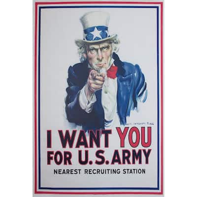 Uncle Sam U S Army Recruitment Art Poster - 24 x 36 Inch