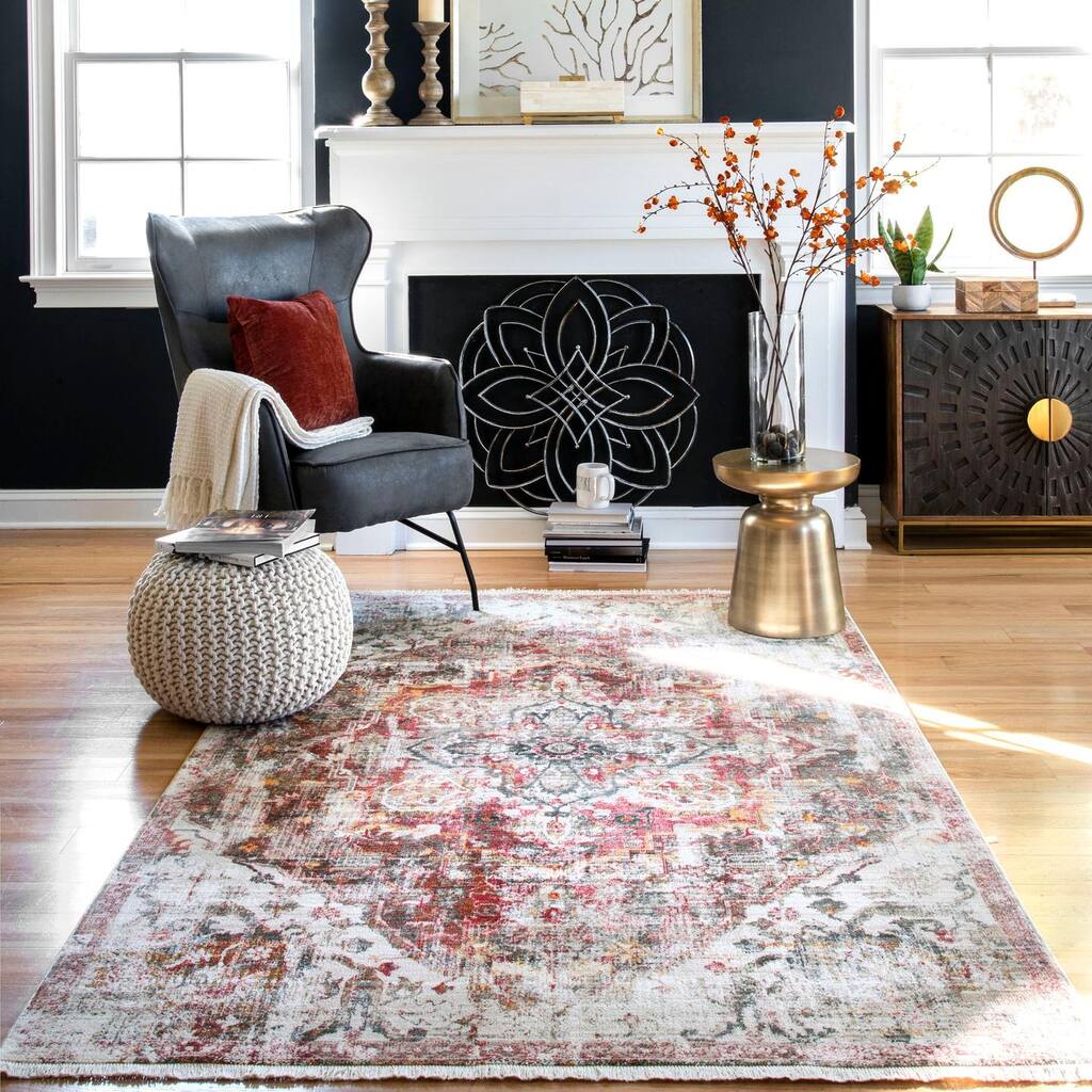 Nuloom Mystic Cardinal Snowflake Faded Area Rug