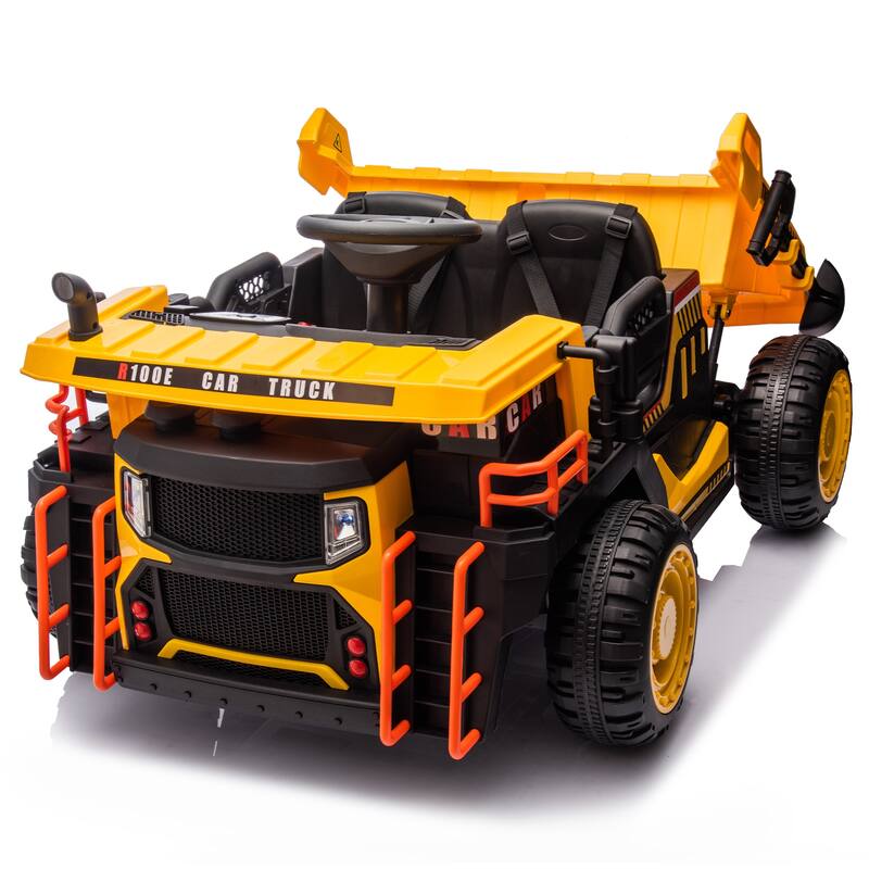 Dual-Seater Ride On Car for Kids, 24V Motor, Parental Remote Control, Bluetooth, Music, Electric Rear Dump and LED Lights