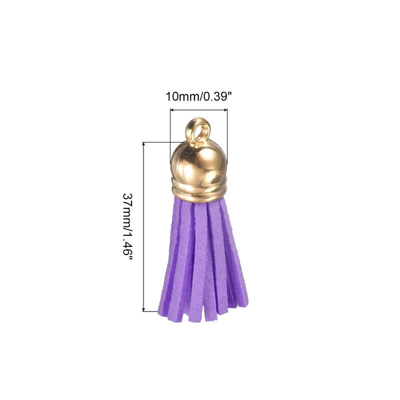 1.46" Leather Tassel Keychain for Bracelet DIY Craft Accessory 50Pcs - Purple