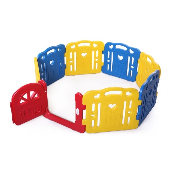 8-Panel Baby Fence, Toddlers Playpen with Safety Lock, Kids Play