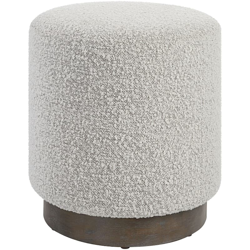 Uttermost 23665 Avila 16" Round Contemporary Plush Boucle Upholstered - Gray Boucle