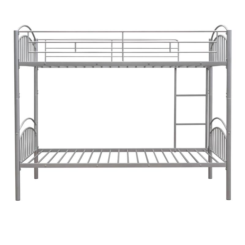 Twin Over Twin Steel Bunk Bed with Guardrails