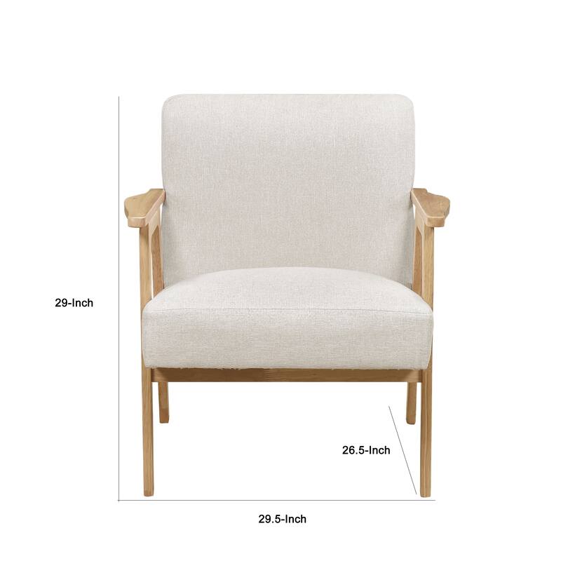 Cathy Accent Club Armchair, Soft Beige, Natural Brown Wood Frame