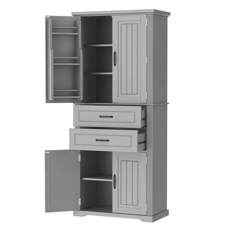 Clothes Cabinet Floor Cabinet Pantry Cabinet with Anti-Tip Kit, Bathroom Storage Cabinet with Adjustable Shelves