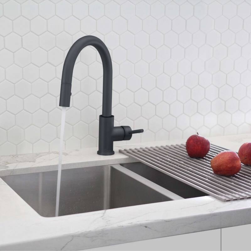 STYLISH Kitchen Sink Faucet Single Handle Pull Down Dual Mode in Stainless Steel - Faucet Height: 14 1/8" | Spout Height: 6 3/4"