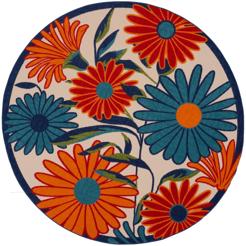 Nourison Aloha Indoor/Outdoor Floral Area Rug - 5'3" x Round - Multicolor