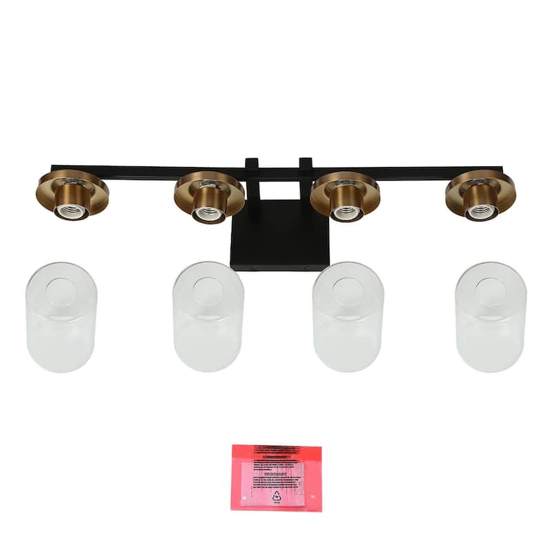 Modern 2/3/4-Light Black Gold Bathroom Vanity Lights with Cylinder Glass