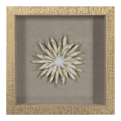 HUJI Gold Ceramic Flower Shadow Box Wall Décor