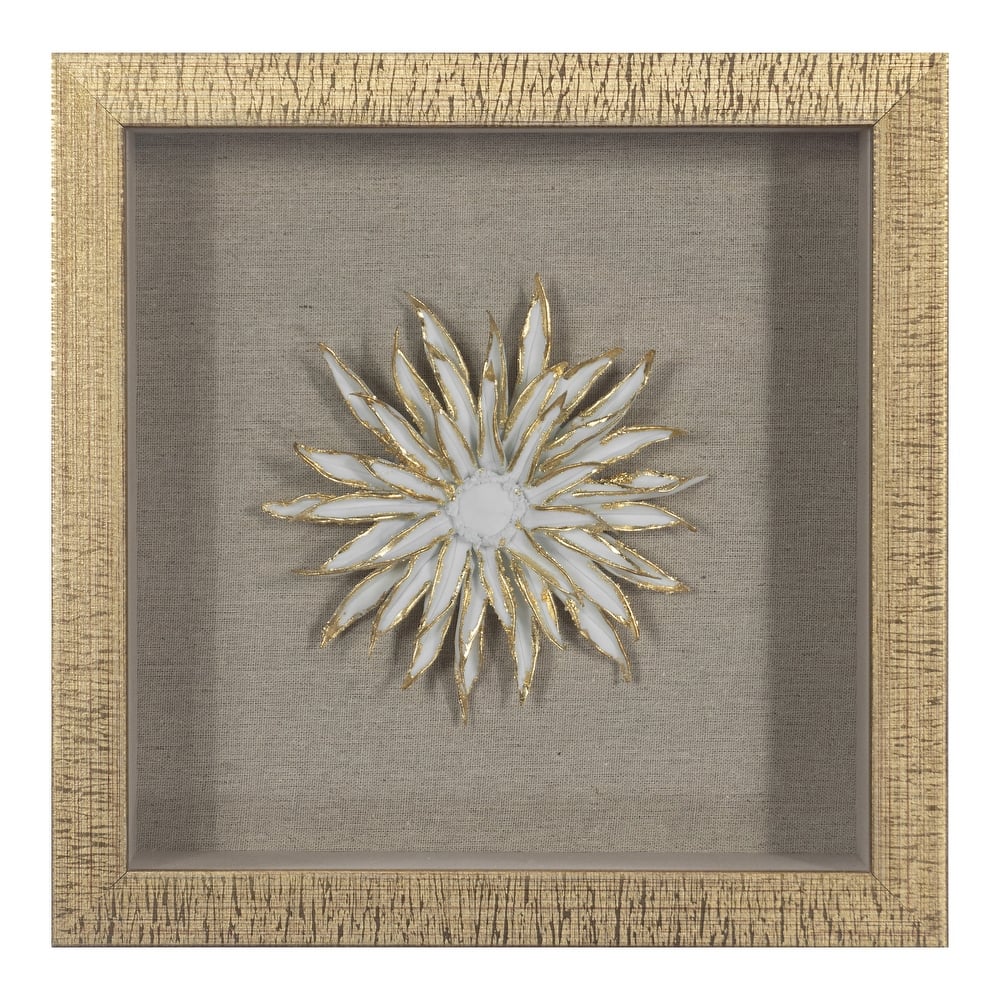 HUJI Gold Ceramic Flower Shadow Box Wall Décor