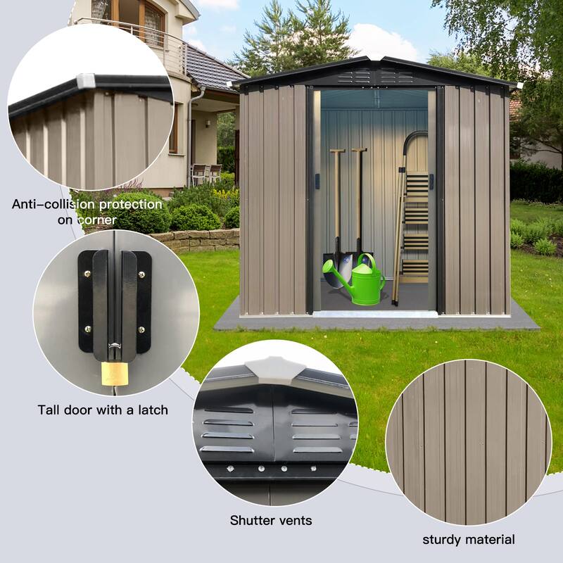 GDFStudio - Harper Mitchell Outdoor Storage Shed 4FTx6FT Apex Roof with Sliding Doors