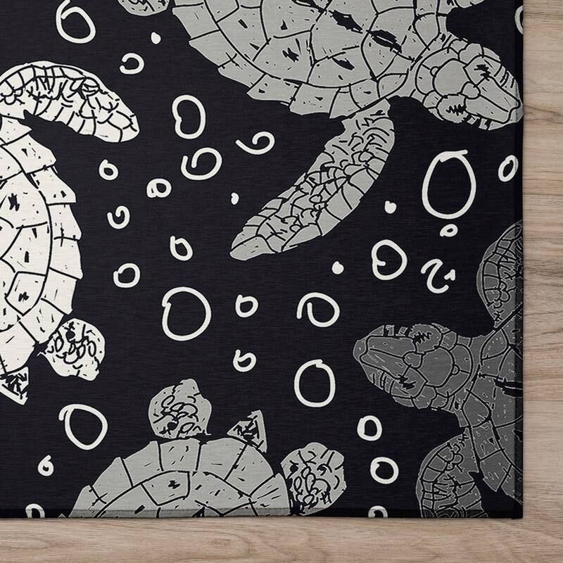 Indoor/ Outdoor Surfside Turtle Washable Rug New