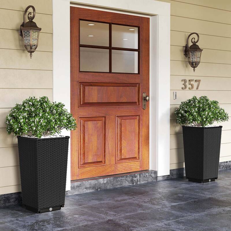 Costway 23" Tall Planters Set of 2 Rattan Wicker Plant Pot - See Details