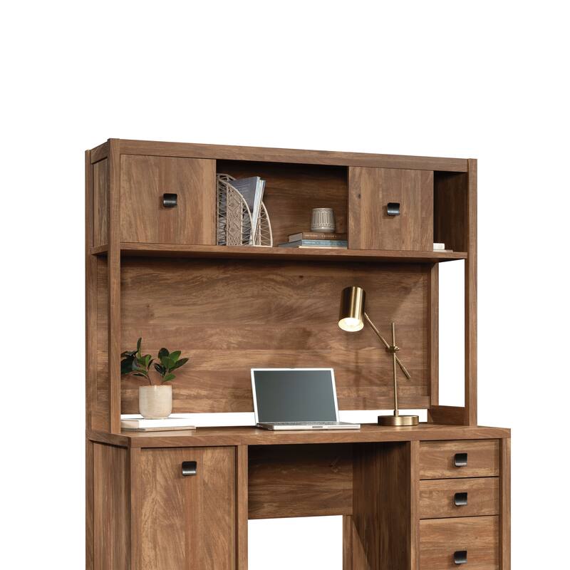 Wood Hutch with Hidden Storage, Brown - 59.96" W x 14.09" D x 42.21" H