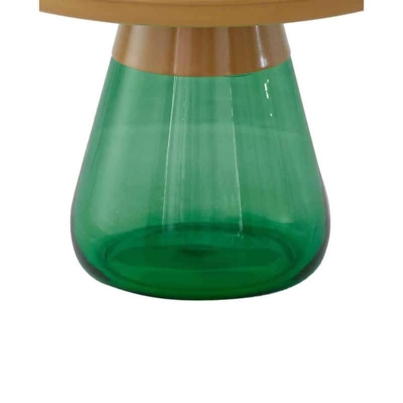 Matte Gold Titanium Coffee Table with Emerald Green Glass Base 24x17