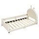 preview thumbnail 1 of 8, Beige Upholstered Daybed with Rabbit Ear Shaped Headboard, Footboard and L-shape Guardrail Frame Platform Sofa Bed, Twin Size Beige Rabbit Ear - Twin