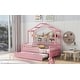 preview thumbnail 42 of 40, Wooden Twin Size House Bed with Trundle,Kids Bed with Shelf, Gray