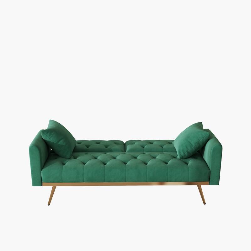 Sofa Bed 68.3" Velvet Tufted Back Convertible Sofa