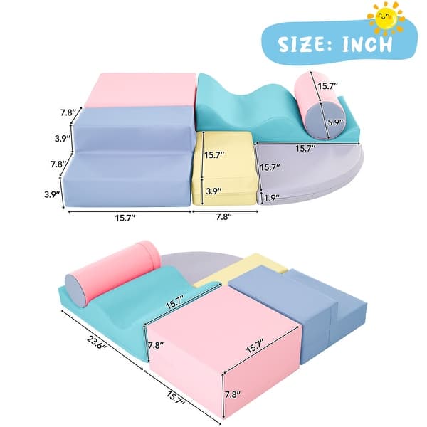 dimension image slide 2 of 3, 6 in 1 Soft Climb and Crawl Foam Playset, Soft Play Kids Playground, Kids Crawling and Climbing Indoor Active Play Structure
