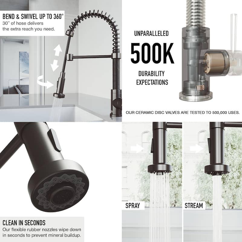 VIGO Edison 19" H Single Handle Pull-Down Sprayer Kitchen Faucet