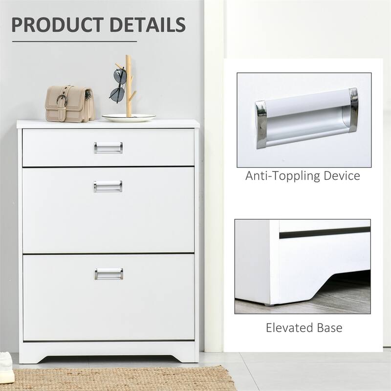 Shoe Cabinet Modern Storage Rack with 2 Flip Doors Adjustable Shelf