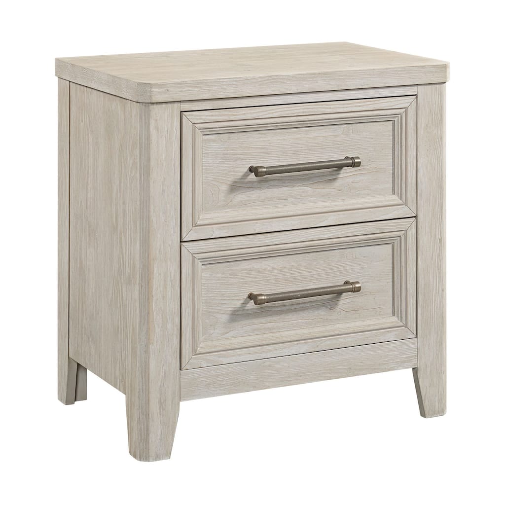 Carlson 2-Drawer Wooden Nightstand, Washed Linen