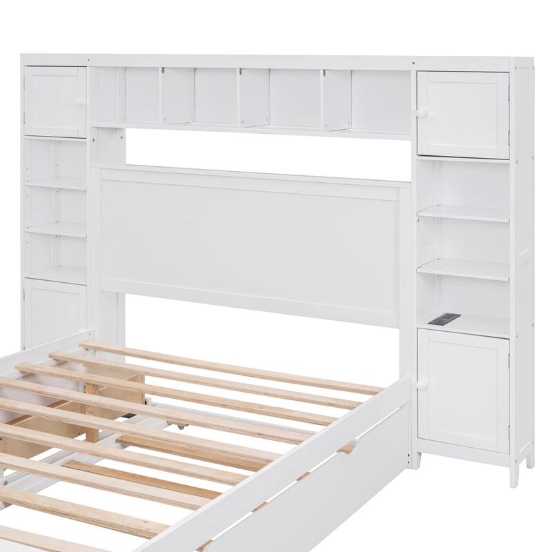 Wooden Bed With All-in-One Cabinet