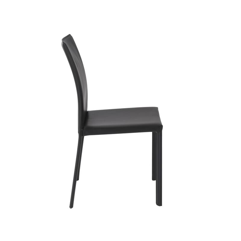 HomeRoots Set of Two Black Upholstered Leather Dining Side Chairs - 19.30 in. x 35.04 in. x 20.87 in.