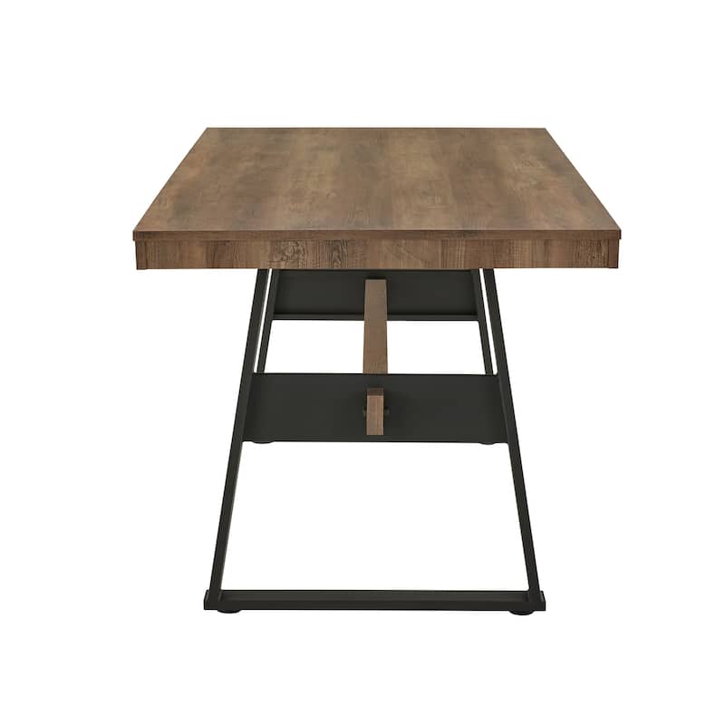 Glendive 69" Black Metal Brown Wood Finish 4-person Dining Table by iNSPIRE Q Modern