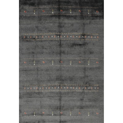 Hand Knotted Oriental 100% Wool Carpet Tribal Animal Pictorial Greys & Charcoal Gabbeh Area Rug - 10' 0'' X 7' 11''