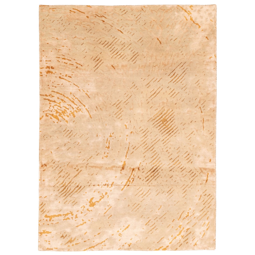 ECARPETGALLERY Hand-knotted Legacy Light Khaki Silk, Wool Rug - 5'5 x 7'10