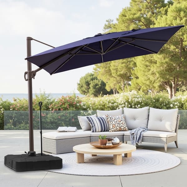 11 x 9 FT Aluminum Outdoor Patio Offset Cantilever Umbrella with Base - On Sale - Bed Bath & Beyond - 42906824 11 x 9 FT Aluminum Outdoor Patio Offset Cantilever Umbrella with Base - On Sale - Bed Bath & Beyond - 42906824