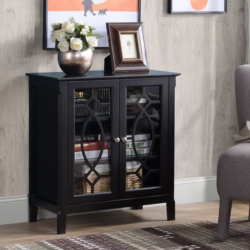 Sideboard Buffet Cabinet, Kitchen Storage Cabinet, Double Glass Door Accent Cabinet with Adjustable Shelves