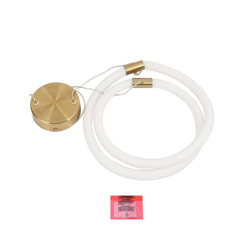 21.5-inch Modern Integrated LED Chandelier White Gold Pendant Light for Dining Room