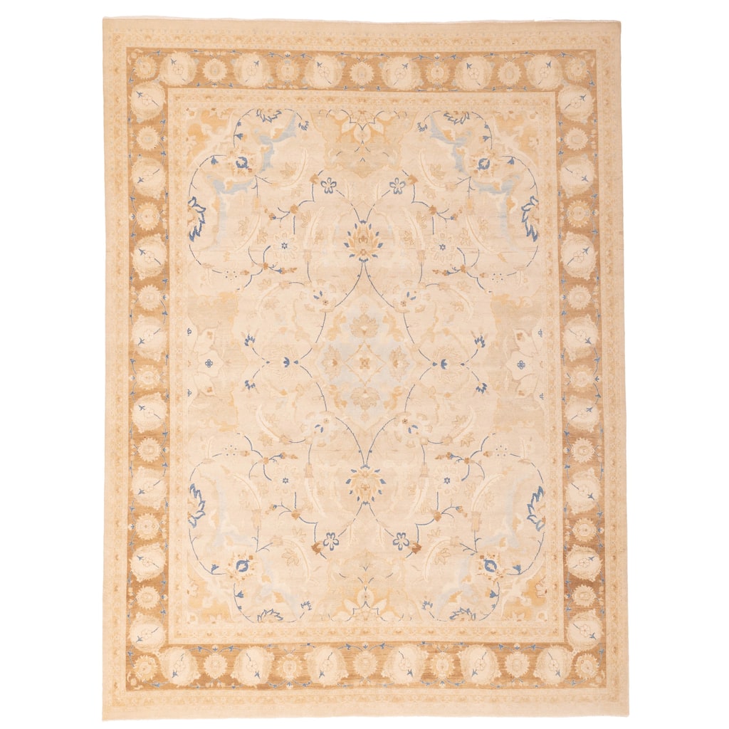 ECARPETGALLERY Hand-knotted Peshawar Oushak Light Khaki Wool Rug - 9'0 x 11'10