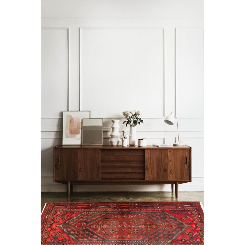 ECARPETGALLERY Hand-knotted Andelz Red Wool Rug - 4'3 x 6'5