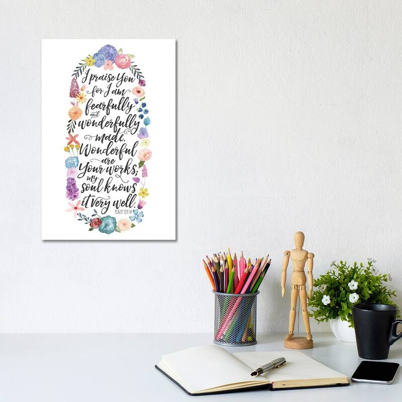 iCanvas "Floral Bible Verse Panel II" by Noonday Design Canvas Print - 12x8x0.75