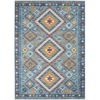 4' x 6' Blue and Multi Diamonds Area Rug - 3'6